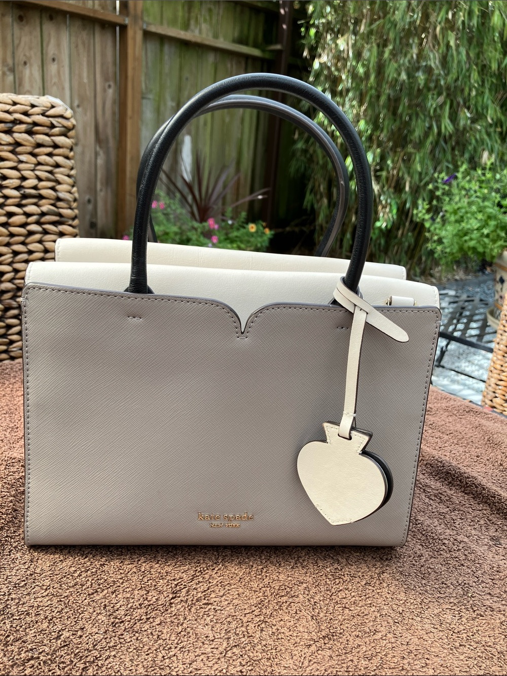 Brand new- Kate Spade Spencer Light Gray & Cream Color Block Bag Crossbody